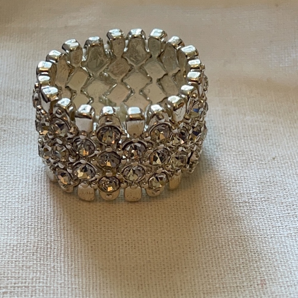 Multiple Rows Crystal Adjustable Ring silver 8 - Picture 2 of 9